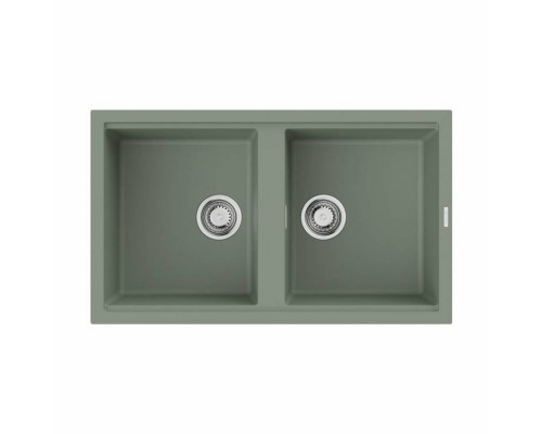 Мойка, OMOIKIRI, Kitagawa, шгв 860-510-200, отверстия для смесителя-2 промаркированных, чаши-2, цвет-Wind Green