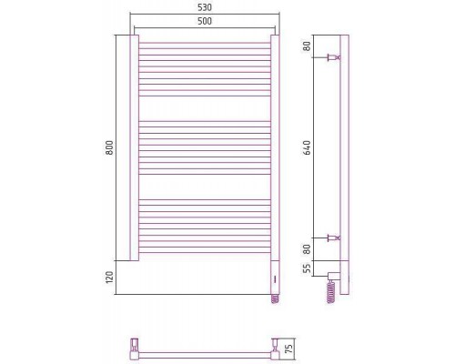 Сунержа Модус 3.0 Полотенцесушитель электрический 50x80h, прав., цвет: мат. белый 30-5701-8050 Сунержа Модус 3.0 Полотенцесушитель электрический 50x80h, прав., цвет: мат. белый 30-5701-8050