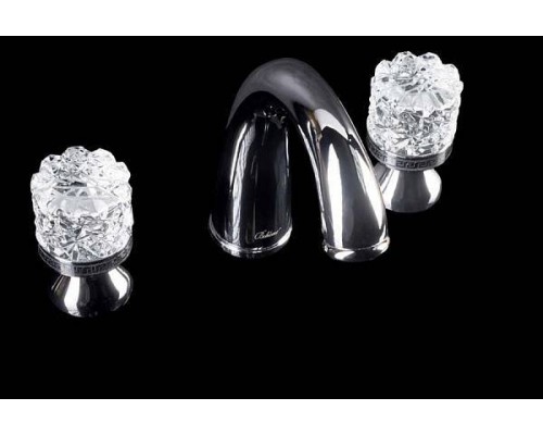 Boheme Crystal Смеситель для раковины на 3 отверстия, двуручковый, цвет: хром глянцевый 277-CRST