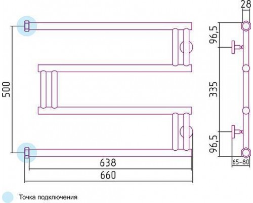 Сунержа High-Tech Полотенцесушитель водяной 65x50h, цвет: без покрытия 00-0050-5065