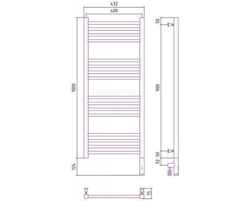 Сунержа Богема 3.0 Полотенцесушитель электр. 40x100h, прав., цвет: состар. латунь 051-5805-1040