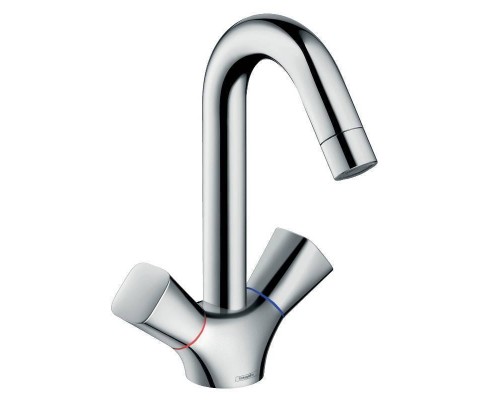 Смеситель для раковины HansGrohe HG Logis с двумя рукоятками со сливным гарнитуром хром