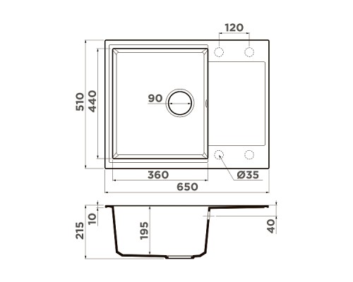 Omoikiri Daisen 65-PA Кухонная мойка Artgranit 65x51 см, цвет: пастила 4993680