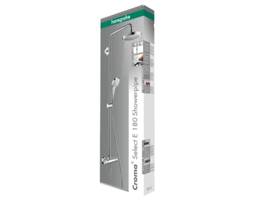 Душевая система HansGrohe HG Croma Select E Showerpipe 180 2jet с термостатическим смесителем белый/хром