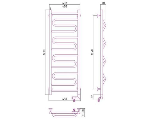 Сунержа Элегия 2.0 Полотенцесушитель электрический 40x120h, прав., цвет: белый 12-5219-1240