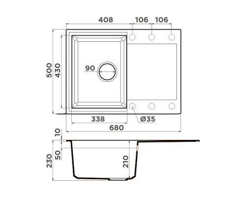 Omoikiri Sakaime 68-DC Кухонная мойка Tetogranit 68x50 см, цвет: темный шоколад 4993192 Omoikiri Sakaime 68-DC Кухонная мойка Tetogranit 68x50 см, цвет: темный шоколад 4993192