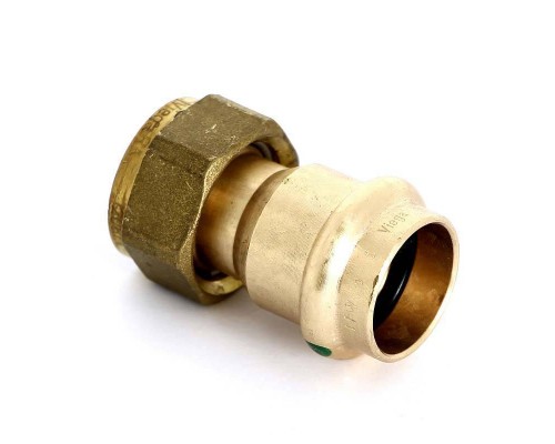 Муфта пресс-В с накидной гайкой и плоским уплотнением бронза Sanpress VIEGA 22х3/4"