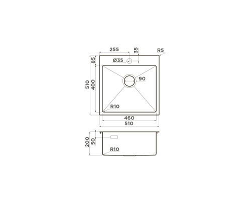Omoikiri Akisame 51-GB Кухонная мойка нерж. сталь 51x51 см, цвет: графит 4997013