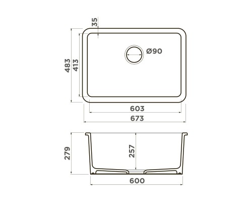 Omoikiri Torishima 67-U/I-WH Glossy Кухонная мойка Natceramic 67,3x48,3 см, цвет: белый 4993866