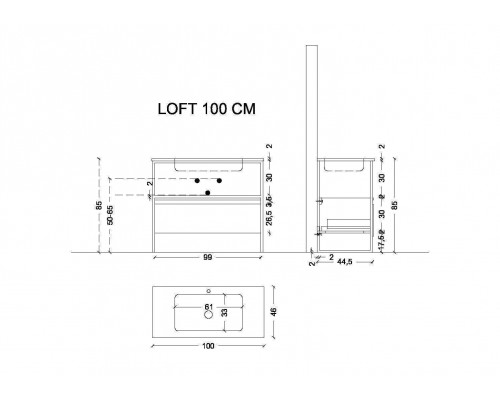 Armadi Art Loft Ящик под консоль 98х48х29h см, цвет: темное дерево 894-100-D