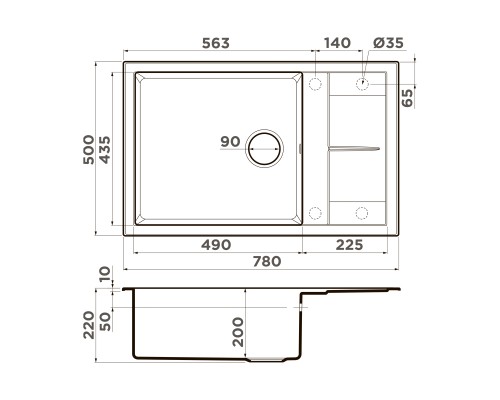 Omoikiri Sumi 78A-LB-GR Кухонная мойка Artceramic 78x50 см, цвет: leningrad grey 4997102