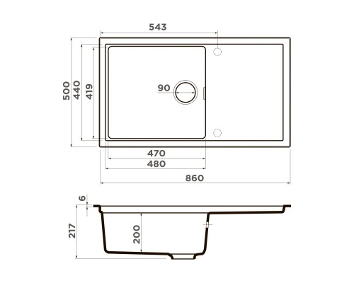 Omoikiri Sintesi 86-WH Кухонная мойка Artceramic 86x50 см, цвет: белый 4997131