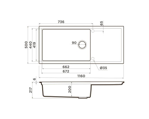 Omoikiri Sintesi 116-CN Кухонная мойка Artceramic 116x50 см, цвет: canyon 4997122