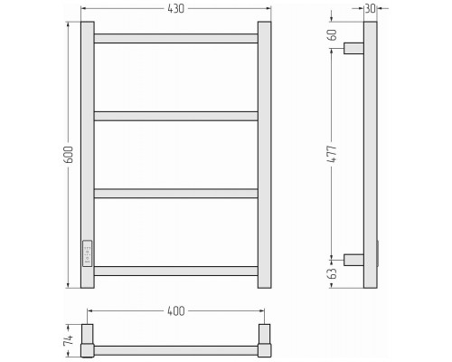 Стилье Формат 26 Полотенцесушитель электрический 43x7,4x60h см, цвет: черный 31527-6040 Стилье Формат 26 Полотенцесушитель электрический 43x7,4x60h см, цвет: черный 31527-6040