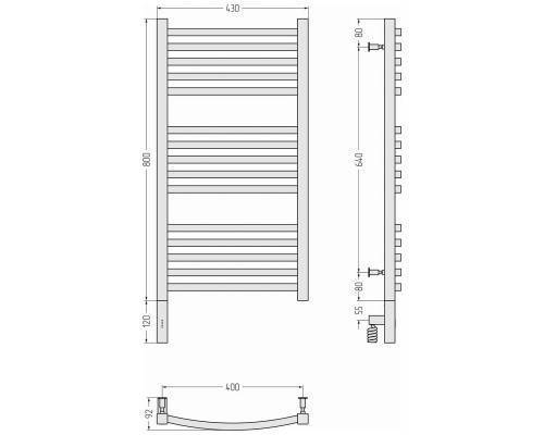 Сунержа Аркус 3.0 Полотенцесушитель электрический 43x92h см, левое, цвет: без покрытия 00-5704-8040 Сунержа Аркус 3.0 Полотенцесушитель электрический 43x92h см, левое, цвет: без покрытия 00-5704-8040