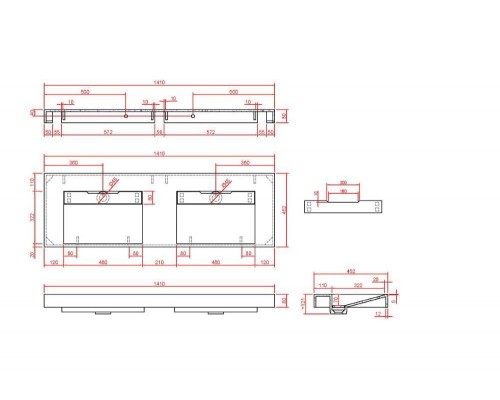 Armadi Art Flat Раковина мебельная прямоугольная 141х45,2х8h см, цвет: белый 859-140-CLCT