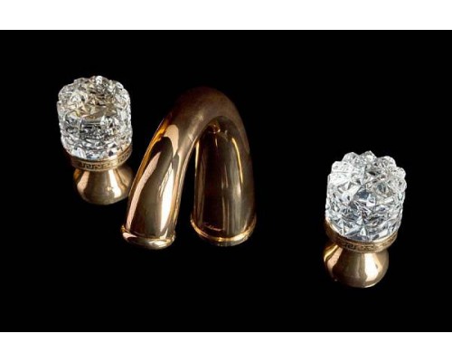 Boheme Crystal Смеситель для раковины на 3 отверстия, цвет: золото глянцевое 297-CRST