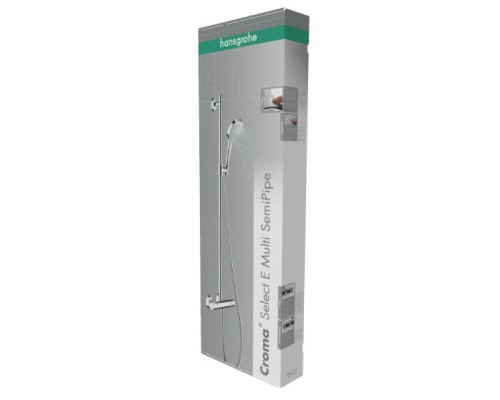 Душевая система HansGrohe HG Croma Select E Showerpipe 180 2jet с термостатическим смесителем белый/хром