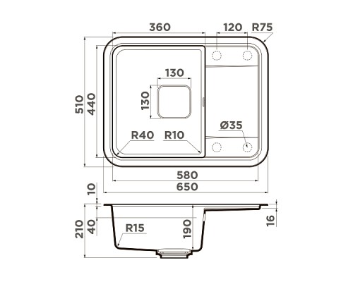 Omoikiri Tasogare 65-CA Кухонная мойка Artgranit 65x51 см, цвет: карамель 4993486 Omoikiri Tasogare 65-CA Кухонная мойка Artgranit 65x51 см, цвет: карамель 4993486