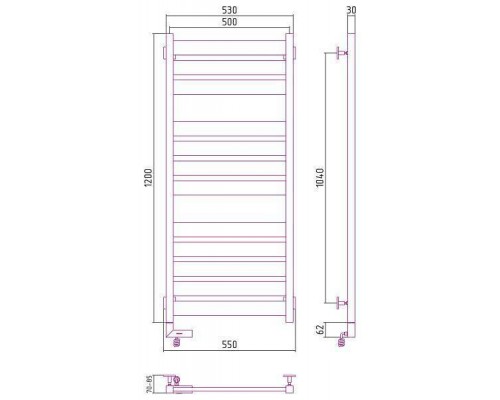 Сунержа Центурион 2.0 Полотенцесушитель электрический 50x120h, лев., цвет: белый 12-5602-1250