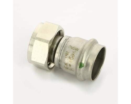 Муфта-вставка с накидной гайкой Sanpress Inox Viega 18х3/4" ВР нерж. сталь плоская прокладка Муфта-вставка с накидной гайкой Sanpress Inox Viega 18х3/4" ВР нерж. сталь плоская прокладка