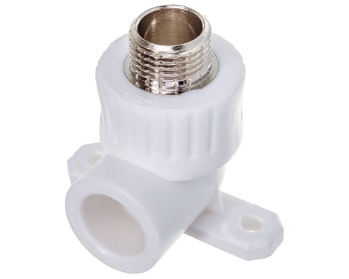 Угольник PP-R РТП комб. с креплен. D 20х1/2" НР, (75/25) белый