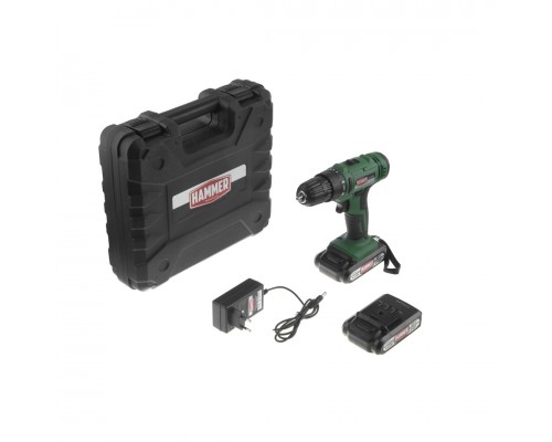 Дрель HAMMER аккум. ACD18BS 18В 2x2Ач 10мм 0-350/0-1350об/мин 45Нм, кейс, быстр. зарядка