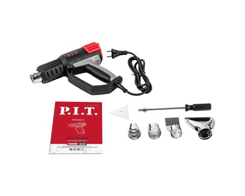 Фен P.I.T. электрический PHG 2000-C МАСТЕР (2кВт,50-600С,три положения потока воздуха,насадки КЕЙС)(