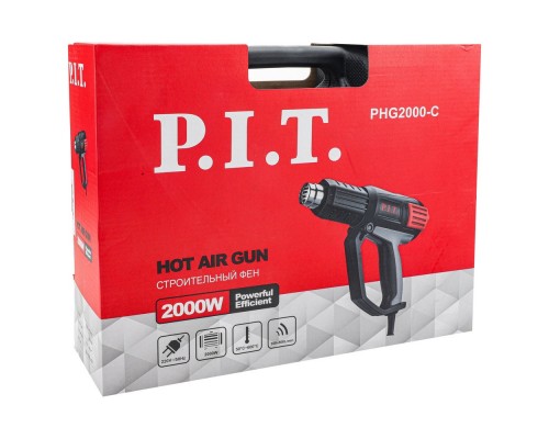 Фен P.I.T. электрический PHG 2000-C МАСТЕР (2кВт,50-600С,три положения потока воздуха,насадки КЕЙС)(