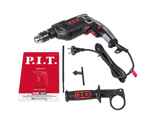 Дрель P.I.T. ударная PSB13-C7 (850Вт, ключевой патрон 13мм, 0-3000 об/мин)