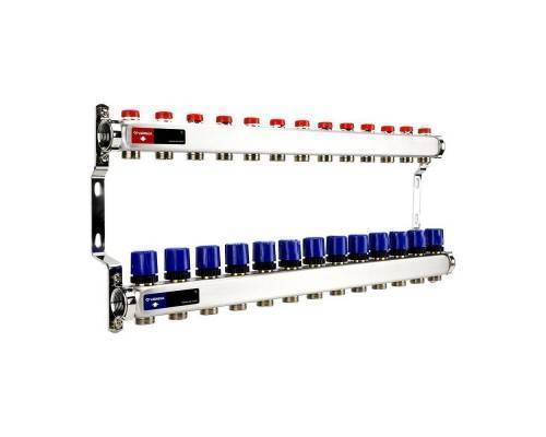 Группа коллекторная для отопления VARMEGA VM15513 ВР 1", на 13 контуров 3/4" EK, нерж. сталь Группа коллекторная для отопления VARMEGA VM15513 ВР 1", на 13 контуров 3/4" EK, нерж. сталь