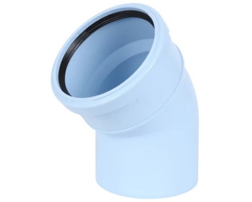 Отвод для водостока ПП 110*45гр. мм Синикон Rain Flow с раструбом голубой (уп.20 шт)