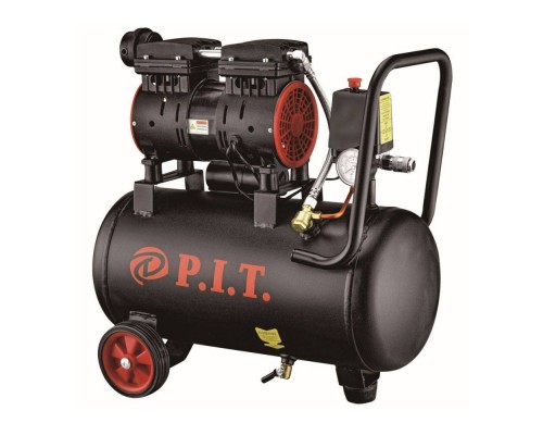 Компрессор P.I.T. PAC24-C1 (0,6кВт, 110 л/мин, 24л, 8бар, 2 цил, 1 выход, пр.привод, безмасляный)