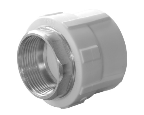 Муфта комбинированная полипропиленовая PPRC ВР 40х1 1/4", внутренняя резьба, белая