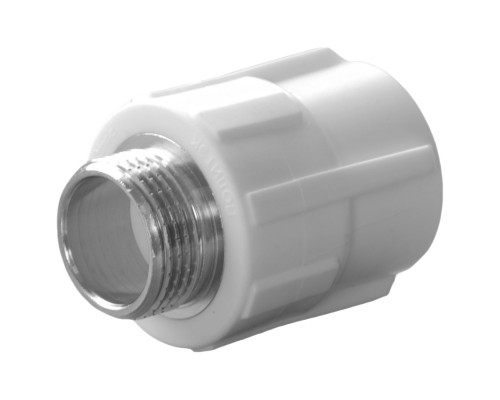 Муфта комбинированная полипропиленовая PPRC НР 25х1/2", наружная резьба, белая