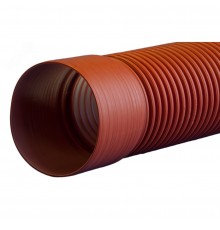 Труба канализ. Политэк-3000 100/117 мм SN8 гофр. двуст. с раструбом и упл. кольцом (отр. - 6м)