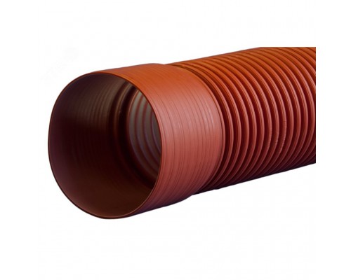 Труба канализ. Политэк-3000 100/117 мм SN8 гофр. двуст. с раструбом и упл. кольцом (отр. - 6м)