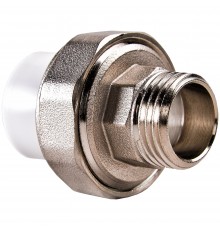 Муфта комбинированная полипропиленовая разъемная PPRC НР 32х1" РВК наружная резьба, белая