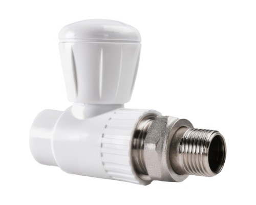 Шаровый кран полипропиленовый для радиатора прямой PPRC 25*3/4 РВК, белый