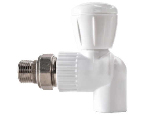 Шаровый кран полипропиленовый для радиатора угловой PPRC 20*1/2, РВК,белый