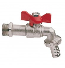Кран шаровый со сливным штуцером "бабочка" НР наружная резьба 1/2" (JIF.371) уп 15 шт