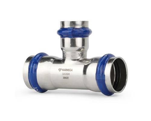 Тройник VARMEGA раструбный Inox Press переходной 18x15x18