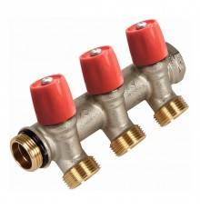 Коллектор HENCO VBS с красными вентилями, НР, 3/4" - 4xEK