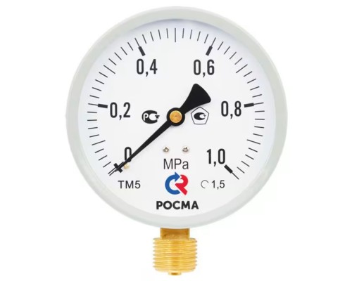 Манометр Росма ТМ-510Р.00 М2 (0-0,6 МПа) G1/2" 1.5 (снизу) корпус 100 мм 00000006817
