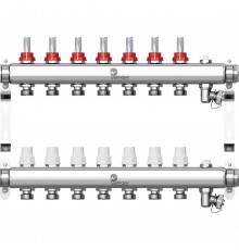 Коллектор Wester нерж. 1"-3/4 в сборе на 7 выходов, с расходомерами
