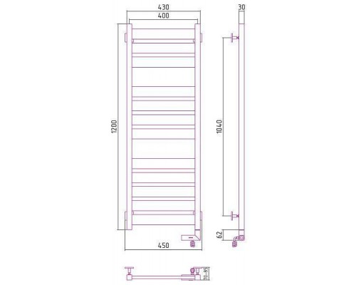 Сунержа Центурион 2.0 Полотенцесушитель электрический 40x120h, прав., цвет: мат. черный 31-5603-1240