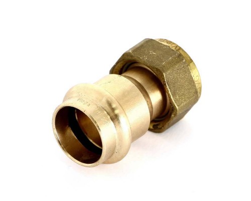 Муфта пресс-В с накидной гайкой и плоским уплотнением бронза Sanpress VIEGA 22х3/4"