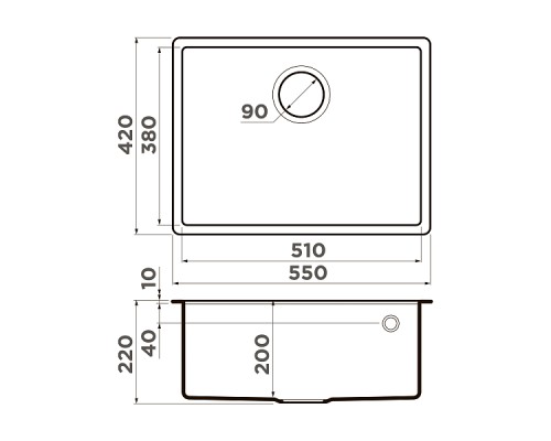 Omoikiri Tedori 54-U-GR Кухонная мойка Tetogranit 55x42 см, цвет: leningrad grey 4993540 Omoikiri Tedori 54-U-GR Кухонная мойка Tetogranit 55x42 см, цвет: leningrad grey 4993540