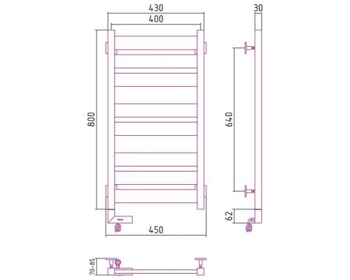 Сунержа Центурион 2.0 Полотенцесушитель электрический 40x80h, лев., цвет: мат. белый 30-5602-8040