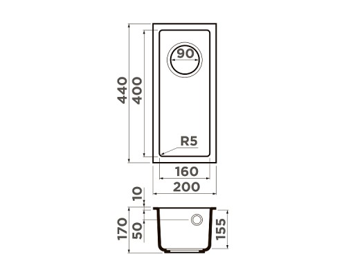 Omoikiri Bosen 20-U-SA Кухонная мойка Tetogranit 20x44 см, цвет: бежевый 4993155